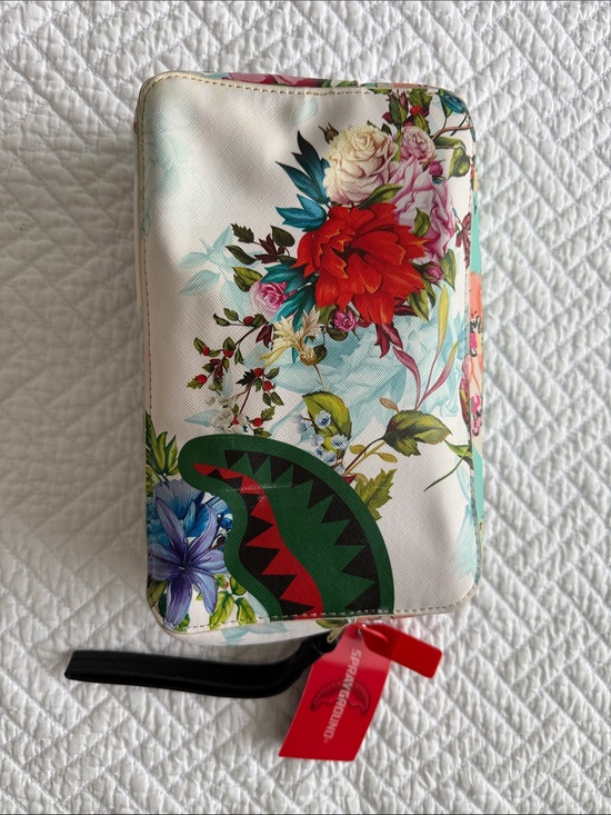 Sprayground Handbags - Sprayground Limited Ed Floral Shark Zip Cosmetic Travel Case Toiletry Multicolor